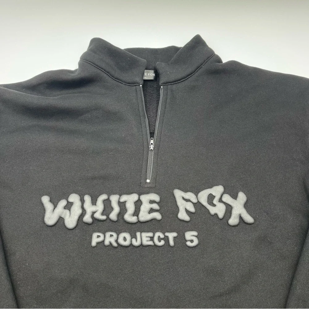 White Fox Boutique Project 5 1/4 Zip Black Sweatshirt Size L/XL Pullover Casual - Picture 4 of 11